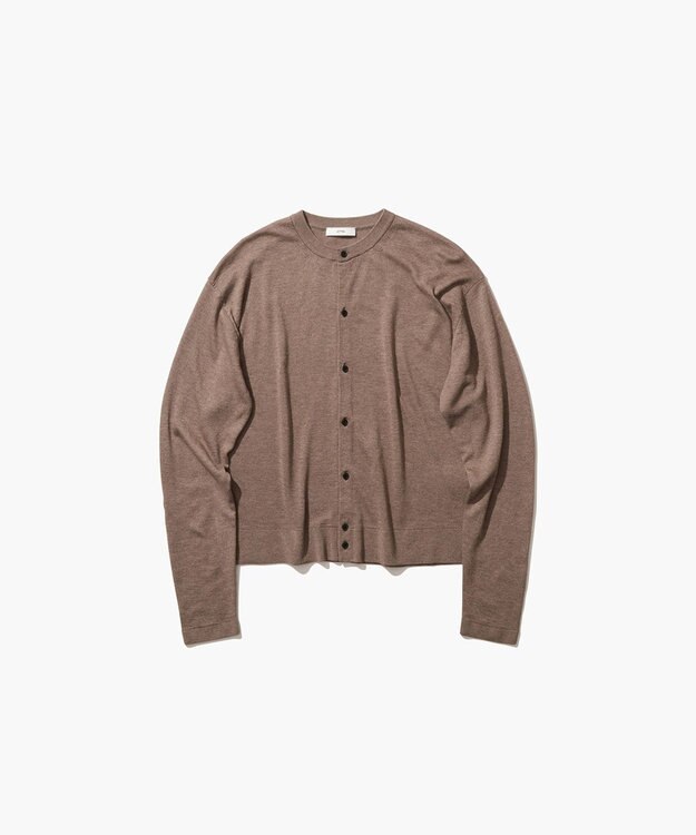 ATON GARMENT DYED CASHMERE SILK | クルーネックカーディガン BROWN
