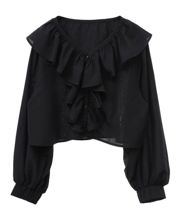 earth music&ecology ラッフルフリルシャツ Black