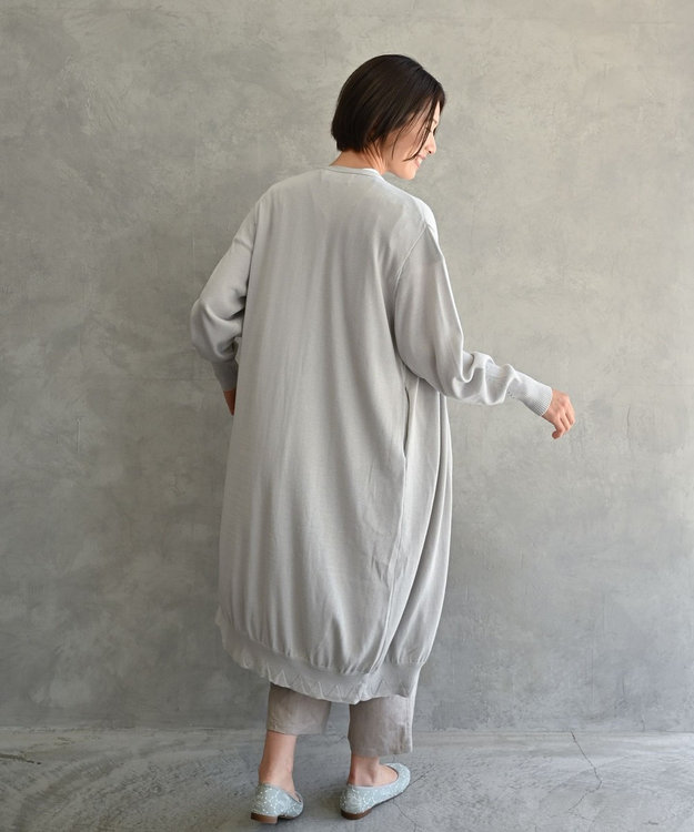 muuc 〈高品質シルク＆スーピマ超長綿〉〈洗えるニット〉〈通年着られる〉シルクコットンのロングカーディガン ライトグレー