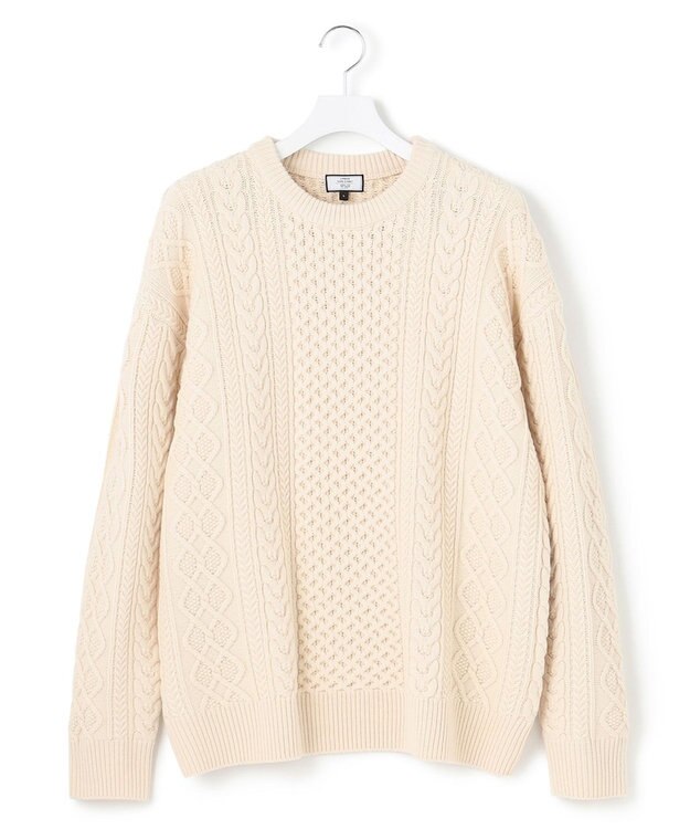 J.PRESS YORK STREET 【UNISEX】アランケーブルニット アイボリー系