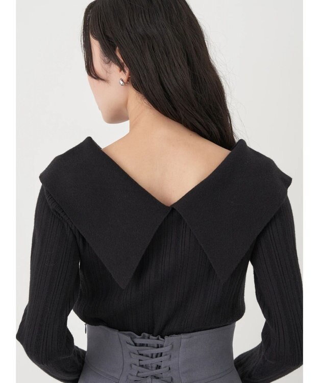 earth music&ecology ２ｗａｙビッグカラーニットプルオーバー Black