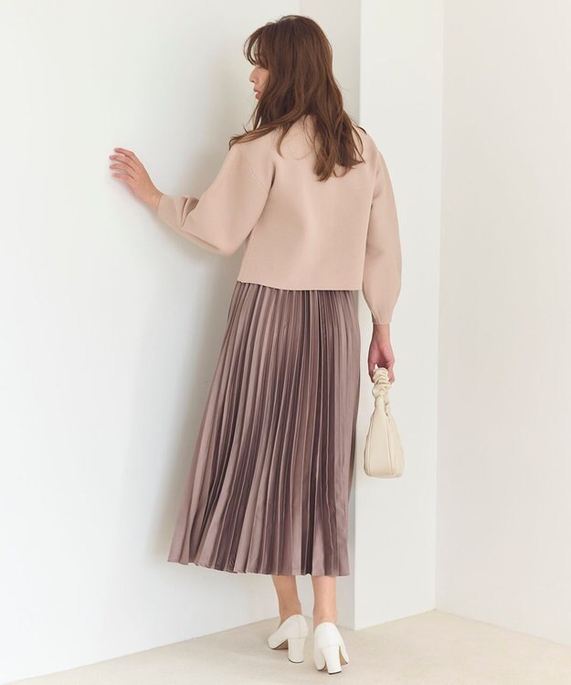 Feroux 【洗える】パールニットジャケット ピンク系