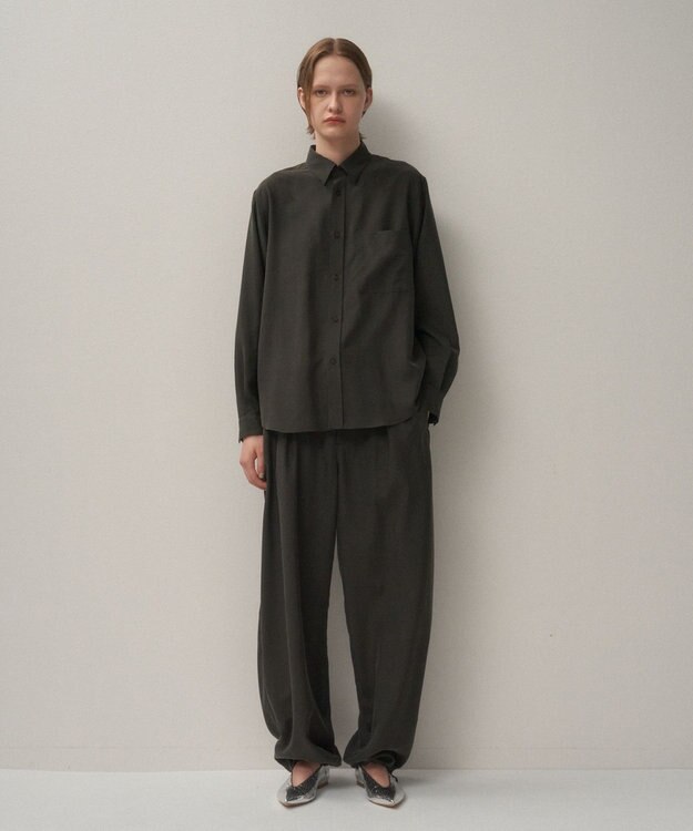 ATON SILK SUEDE | ボタンダウンシャツ CHARCOAL GRAY