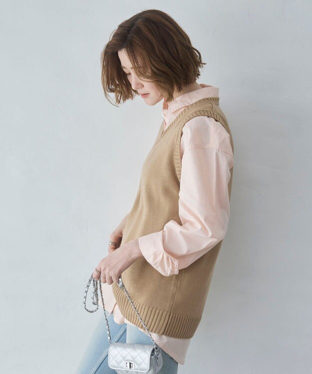 WEGO 【2026春夏】ベーシックニットベスト ベージュ