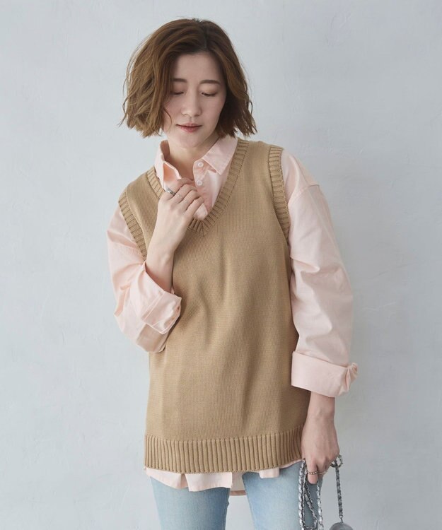 WEGO 【2026春夏】ベーシックニットベスト ベージュ