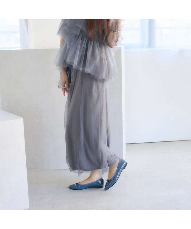 MODE ET JACOMO <carino>【レイン対応】中敷きデザインバレエシューズ ブルーエナメル