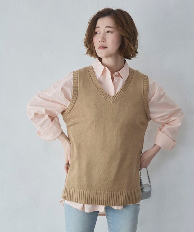 WEGO 【2026春夏】ベーシックニットベスト ベージュ