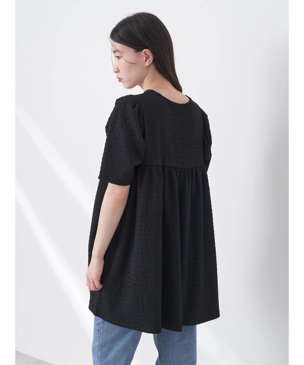 earth music&ecology ジャガードギャザーチュニック Black