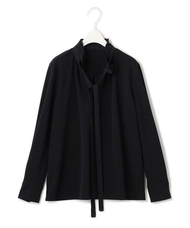 ICB 【洗える】マラボーテジョーゼット デザインカットソー ブラック系