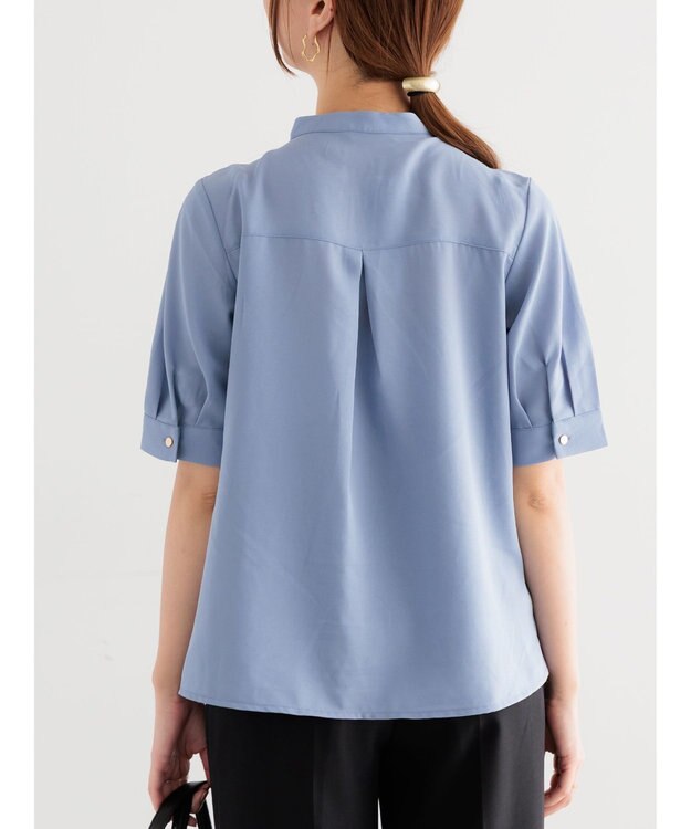 Te chichi 【WEB限定カラーあり】フロントレース5分袖ブラウス ブルー