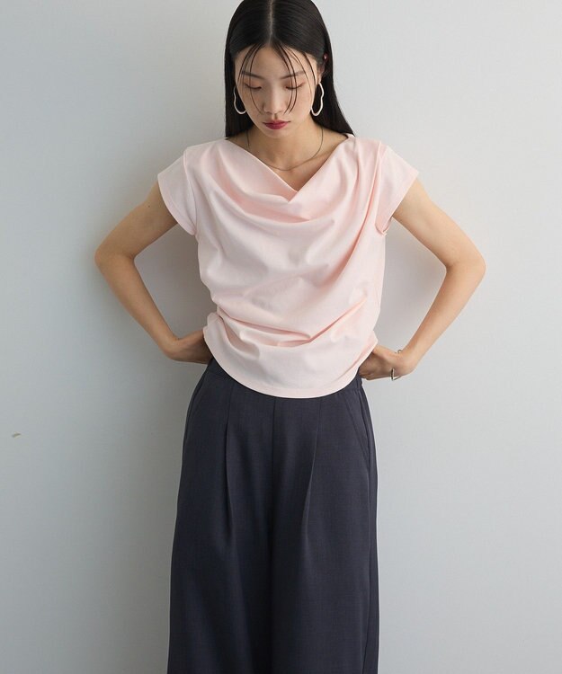 Green Parks ドレープオフショルフレンチ袖Ｔシャツ Pink