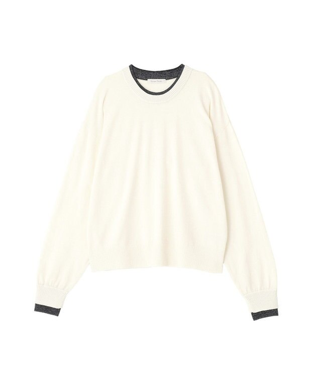 Green Parks アンチピリングレイヤード風ニットプルオーバー Ivory