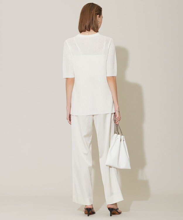 ICB 【接触冷感・UVケア・洗える】 ヴィスコースナイロンサテン ワイドパンツ オフホワイト系