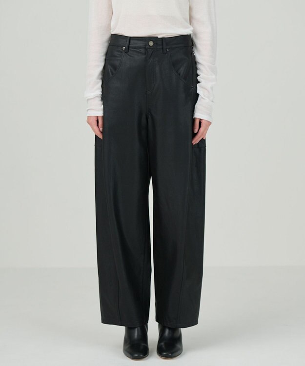 GRACE CONTINENTAL クラッシュレザーエッグパンツ ブラック