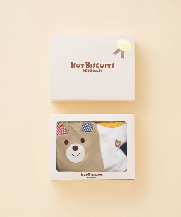 MIKI HOUSE HOT BISCUITS ワンポイント半袖Tシャツ＆顔ドンブルマギフトセット【BOX付き】 白