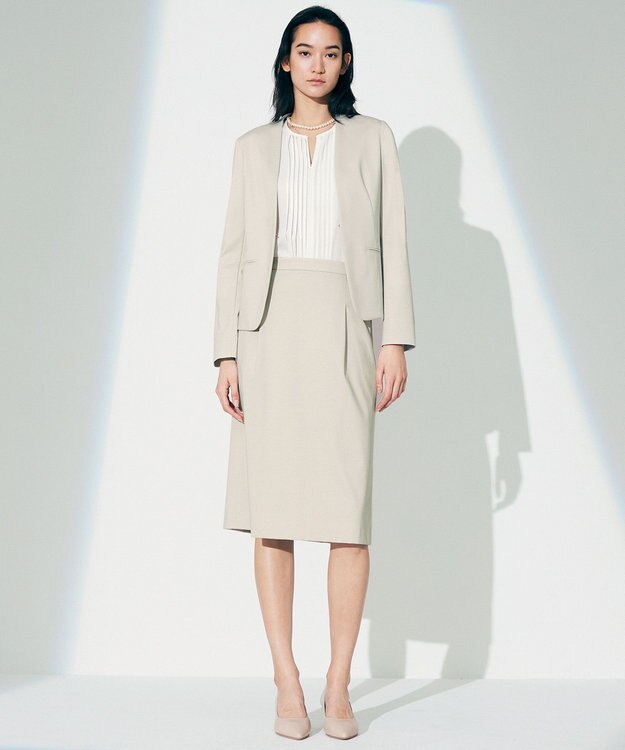 23区 S 【洗える】 バックサテンアムンゼン キーネック ブラウス ホワイト系