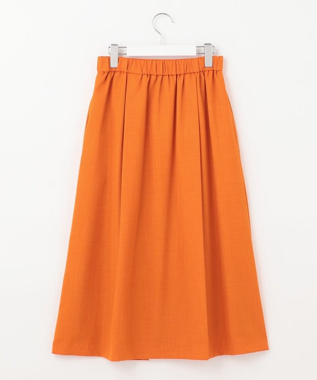自由区 【接触冷感・速乾・UVカット・撥水・防シワ】リネンライクツイル タックスカート オレンジ系