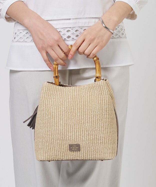 J.PRESS LADIES 【WEB限定カラーあり・2way】カゴバッグ ベージュ×モカグレー系