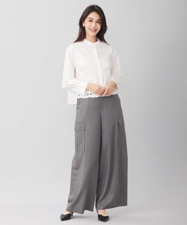 自由区 L 【洗える】テンセルツィルカーゴ パンツ グレー
