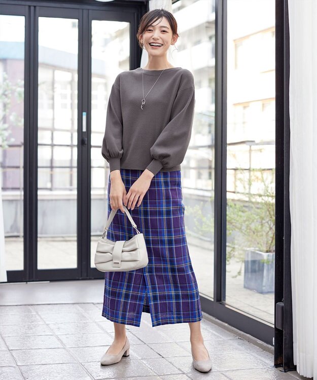 Tiaclasse 【安田美沙子さん着用・新色追加・洗える】ボリュームパフスリーブニット チャコールグレー