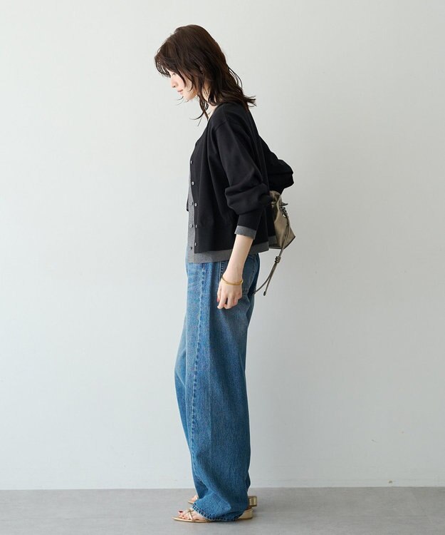 YECCA VECCA 2wayレイヤードクルーネックカーディガン Black