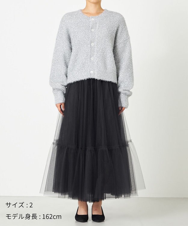 NAVE 【Nave・洗える】ラメニット カーディガン シルバー系