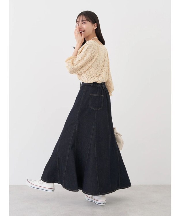 earth music&ecology フラワーレースブラウス Beige