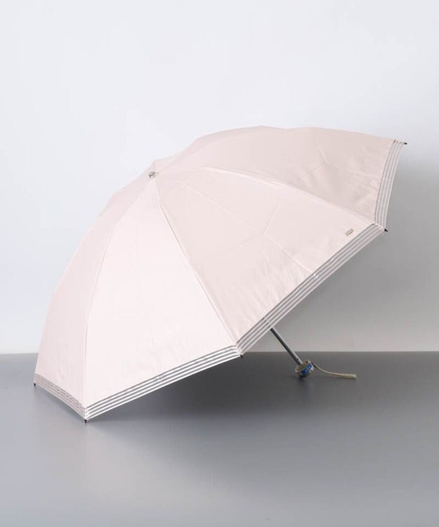 AURORA 【 BLAO（ブラオ）】サマーシールド　ストライプオーガンジーテープ晴雨兼用傘 (折りたたみ) コーラル