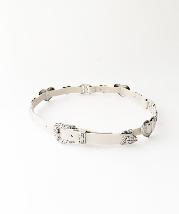 WEGO Lハートコンチョデザインベルト オフホワイト