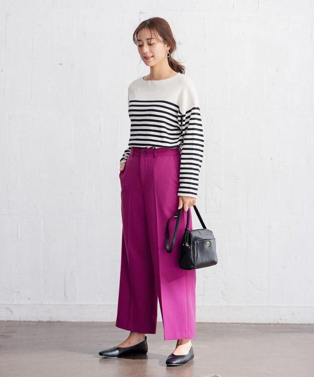 ANY 【ウエストゴム/ストレッチ/裏起毛】シークレットウォーム　ワイド パープル