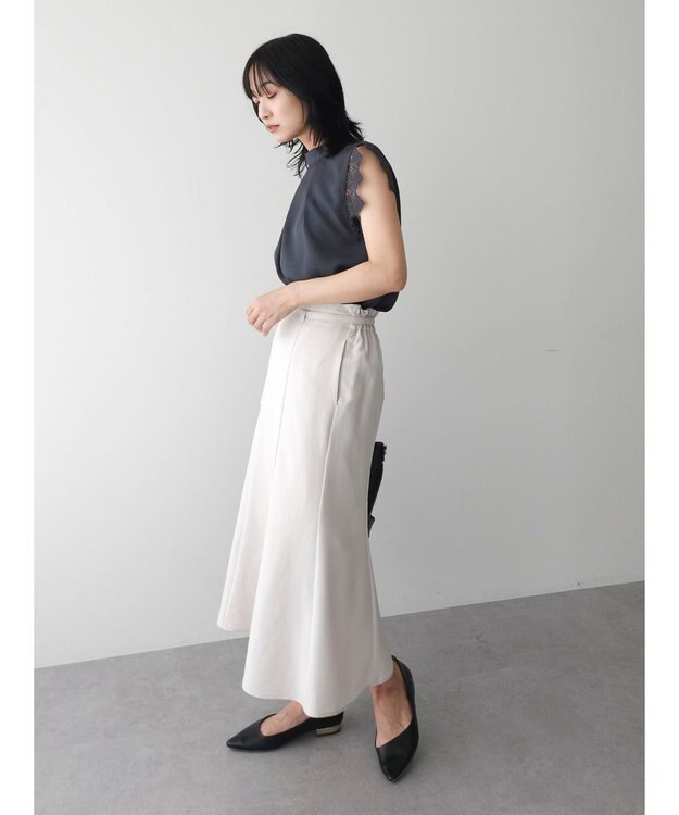 Green Parks ・ＥＬＥＮＣＡＲＥ　ＤＵＥ　リネンライクレースブラウス Charcoal Gray