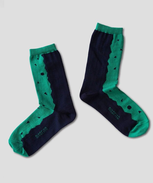 nitorito 【UNISEX】米沢オリジナル柄 mountain&moon 靴下 navy