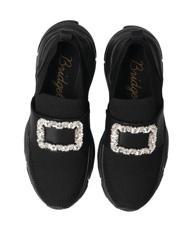 Bridget Birkin 【Bridget Birkin】ビジューバックルニットスニーカー ブラック雑材