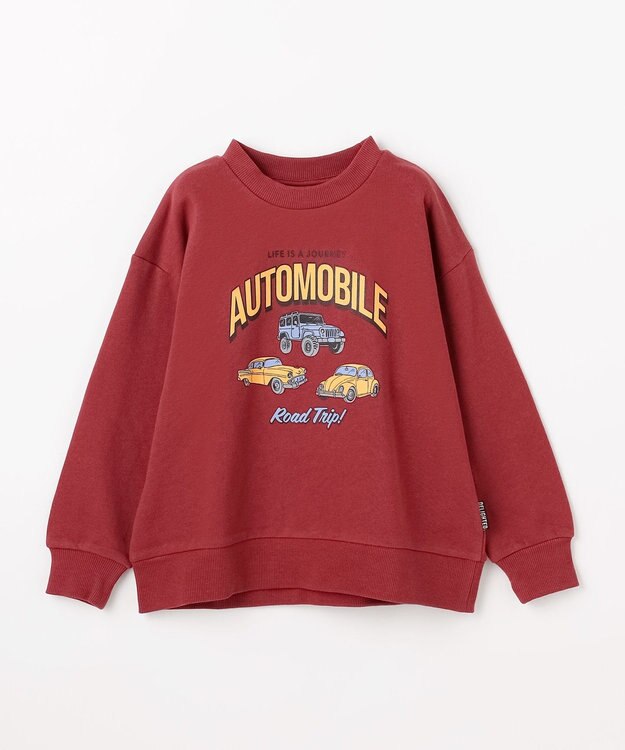 ANY KIDS 車プリント 裏毛トレーナー ボルドー