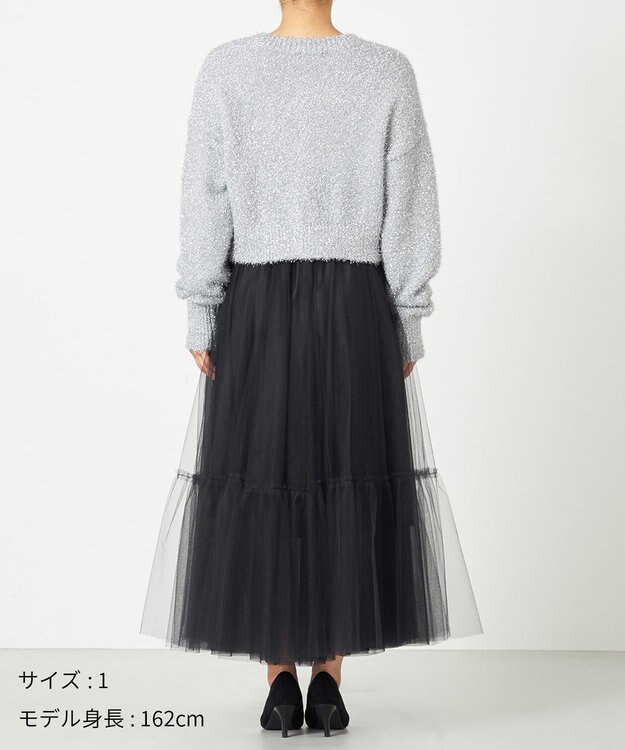 NAVE 【Nave・洗える】ラメニット カーディガン シルバー系