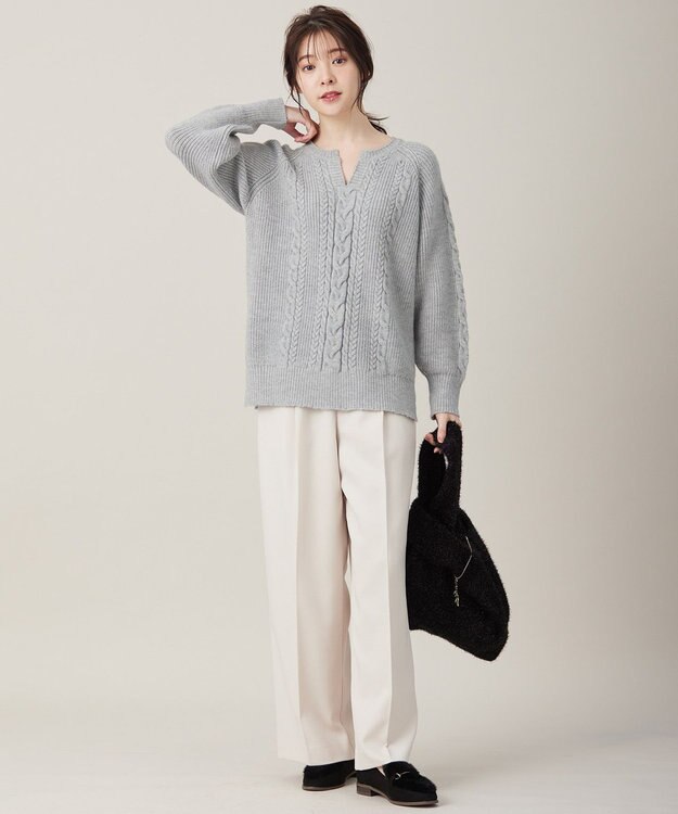 ANY SIS 【BAILA12月号掲載・貴島明日香さんコラボ】ハイカットリターン ワイドパンツ アイボリー