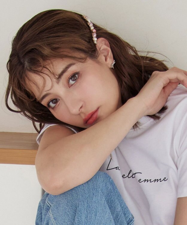 Tiaclasse ストーン＋パール　ワンロウバレッタ ピンク