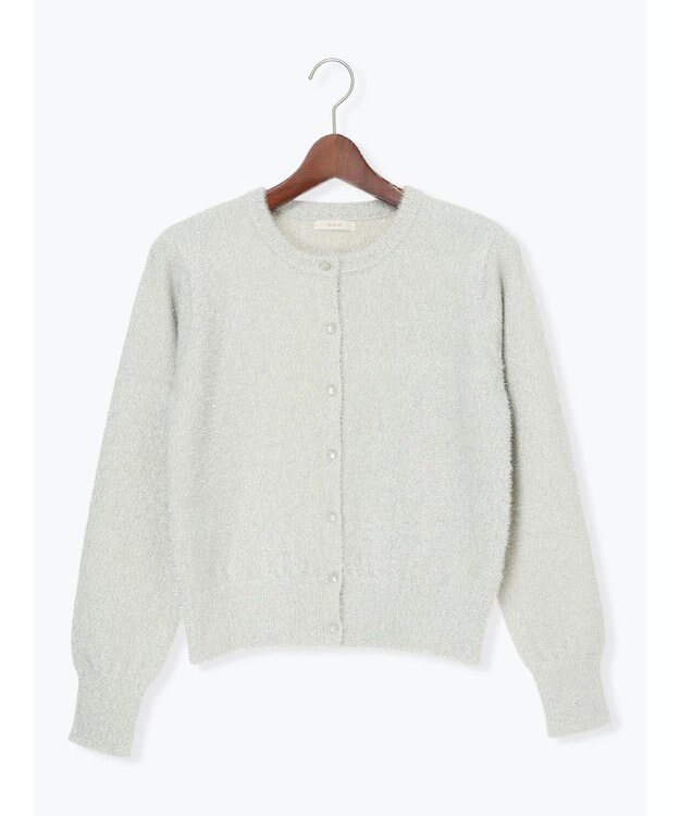 Te chichi ラメシャギークルーネックカーディガン グレー