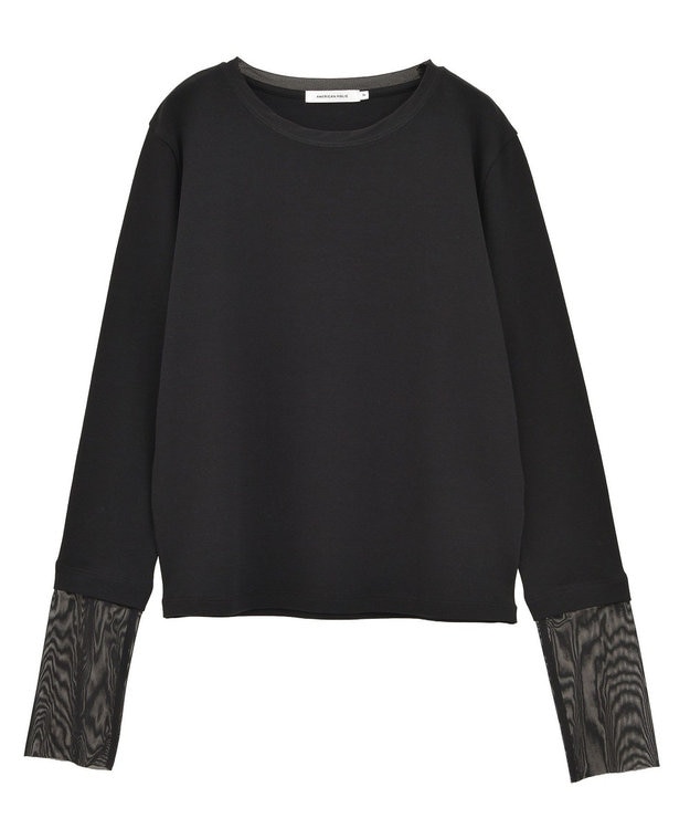AMERICAN HOLIC 袖チュールレイヤードプルオーバー Black