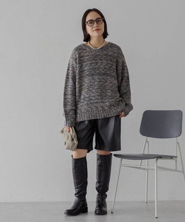 AMERICAN HOLIC メランジルーズニットプルオーバー Charcoal Gray