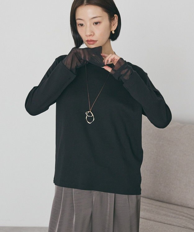 AMERICAN HOLIC 袖チュールレイヤードプルオーバー Black