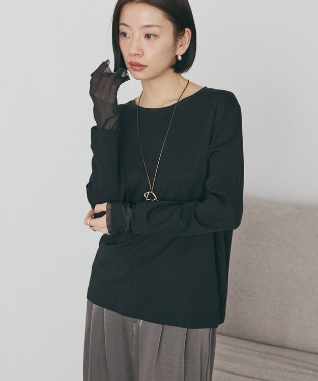 AMERICAN HOLIC 袖チュールレイヤードプルオーバー Black