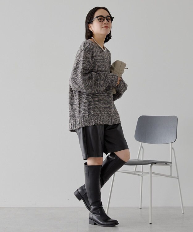 AMERICAN HOLIC メランジルーズニットプルオーバー Charcoal Gray