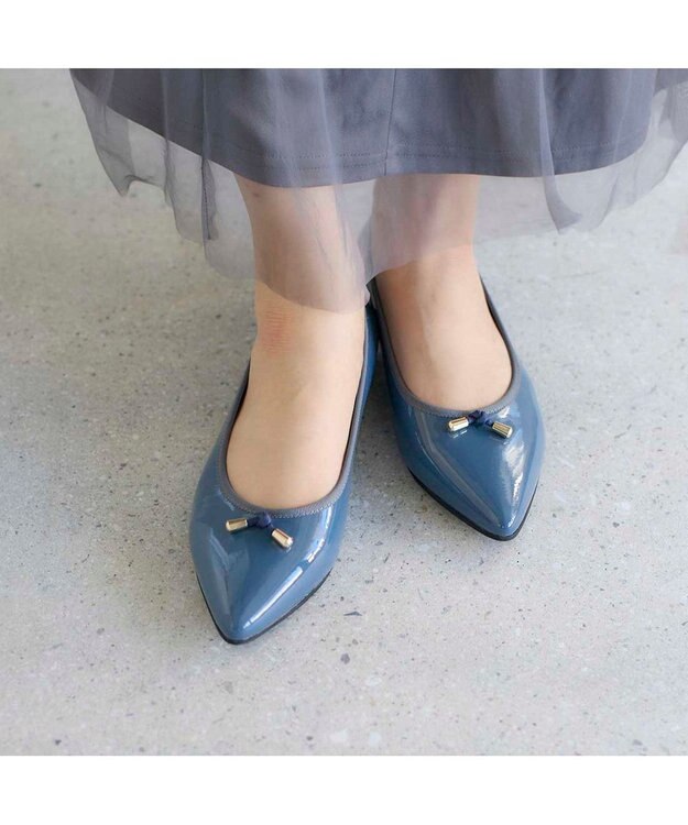 MODE ET JACOMO <carino>【レイン対応】中敷きデザインバレエシューズ ブルーエナメル