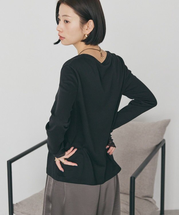 AMERICAN HOLIC 袖チュールレイヤードプルオーバー Black