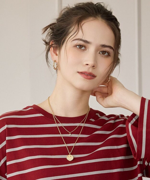 23区 クリスタル付き 2WAY コイン ネックレス ゴールド系