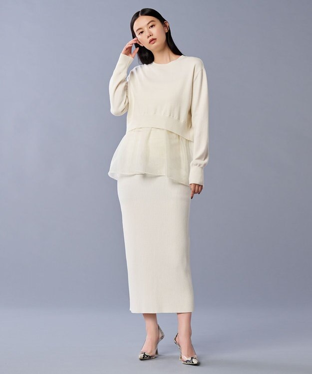 uncrave 【手洗い可】スムース ニット リブ スカート（uncrave STANDARD） エクリュ