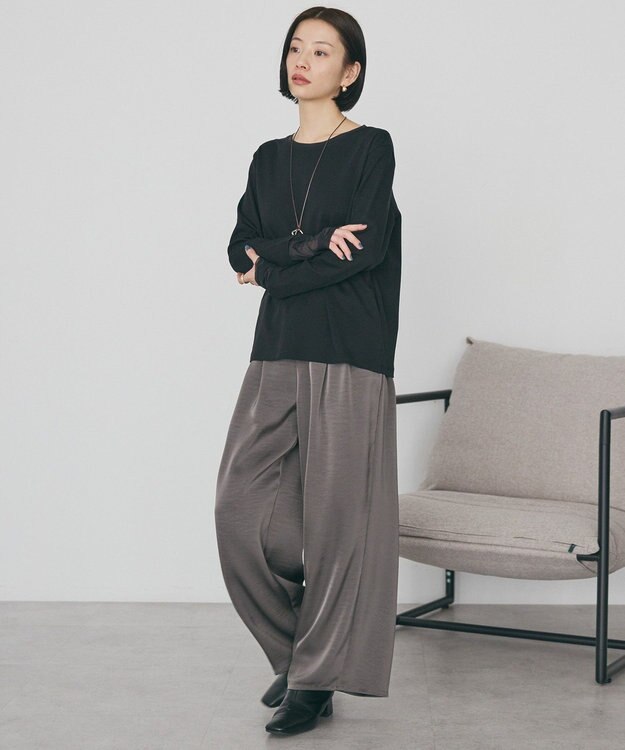 AMERICAN HOLIC 袖チュールレイヤードプルオーバー Black