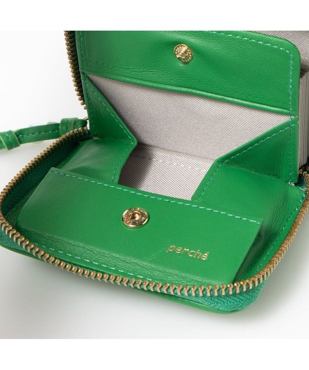 UNBILLION ペルケ perche / シーププリーツ・ジャバラカードウォレット グリーン