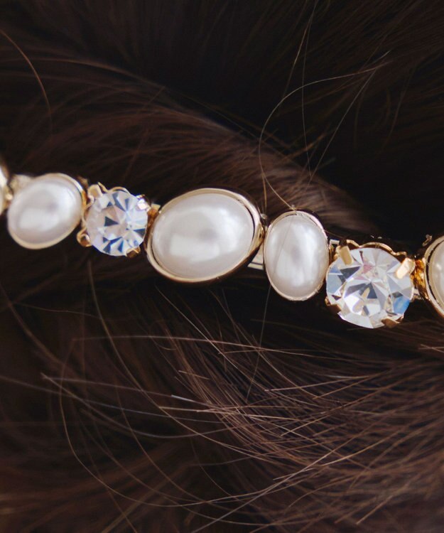 Tiaclasse ストーン＋パール　ワンロウバレッタ オフホワイト